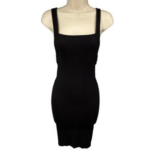 Intimately Free People Black Ribbed Open Back Bodycon Midi Dress XS S